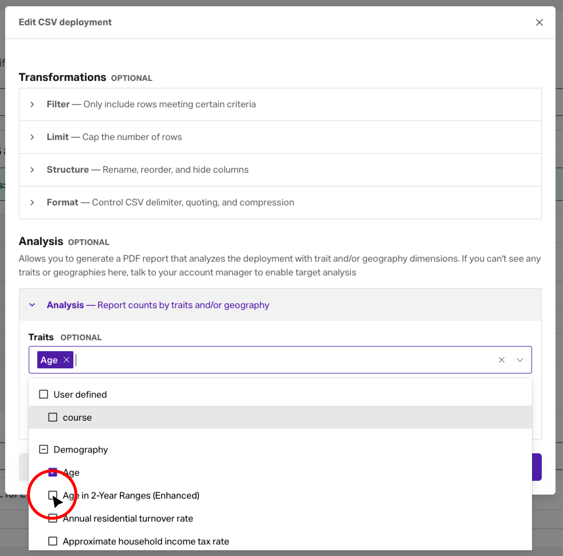 Select traits and geographies