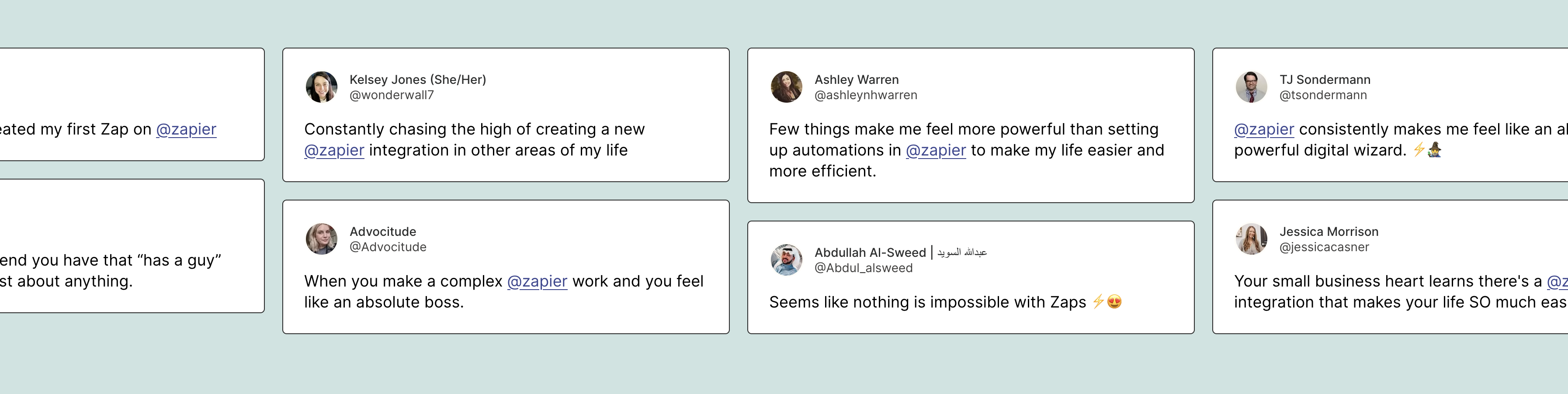 Testimonials from Zapier users